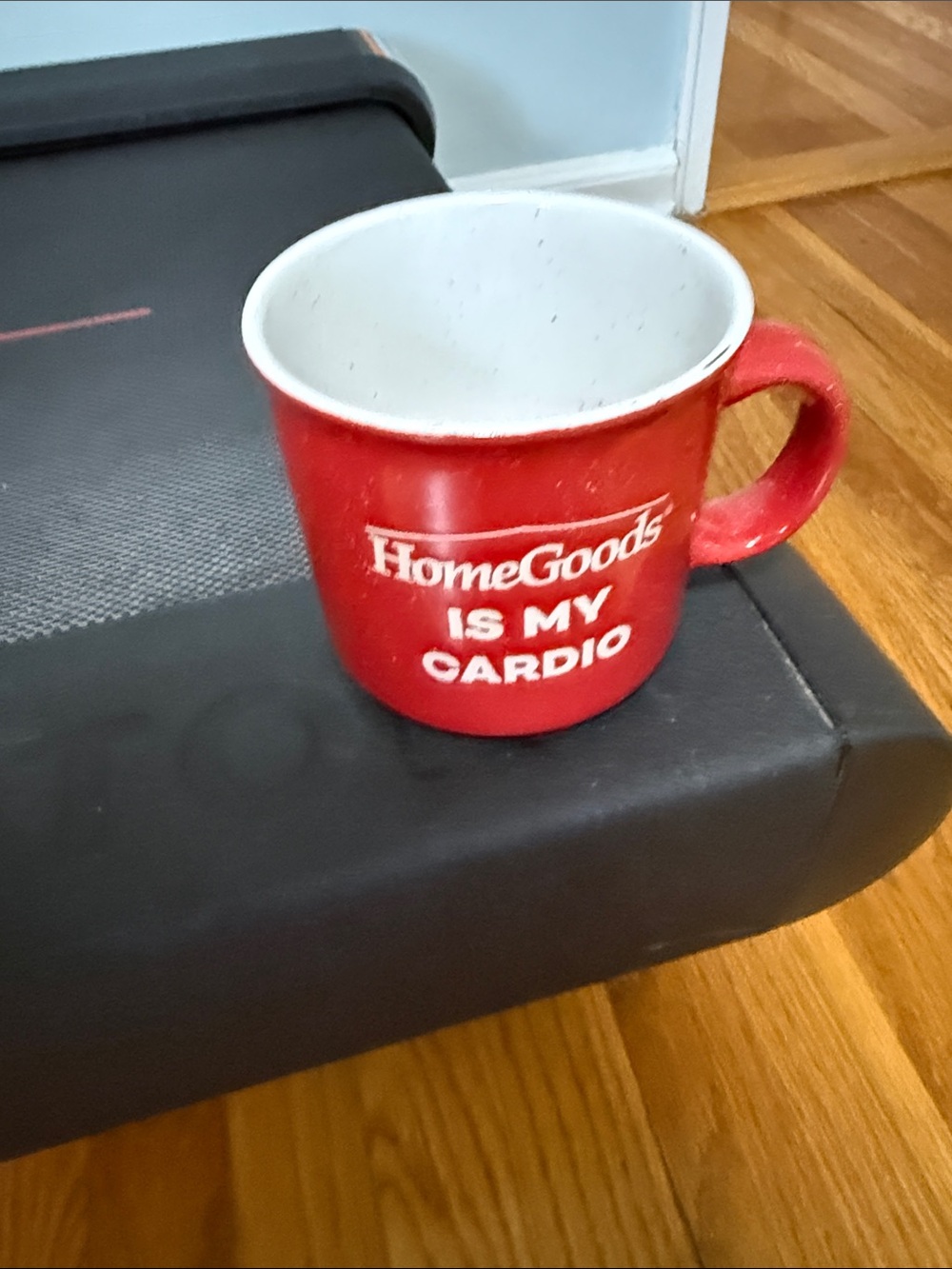HomeGoods Red Ceramic Mug with 'Is My Cardio' Slogan